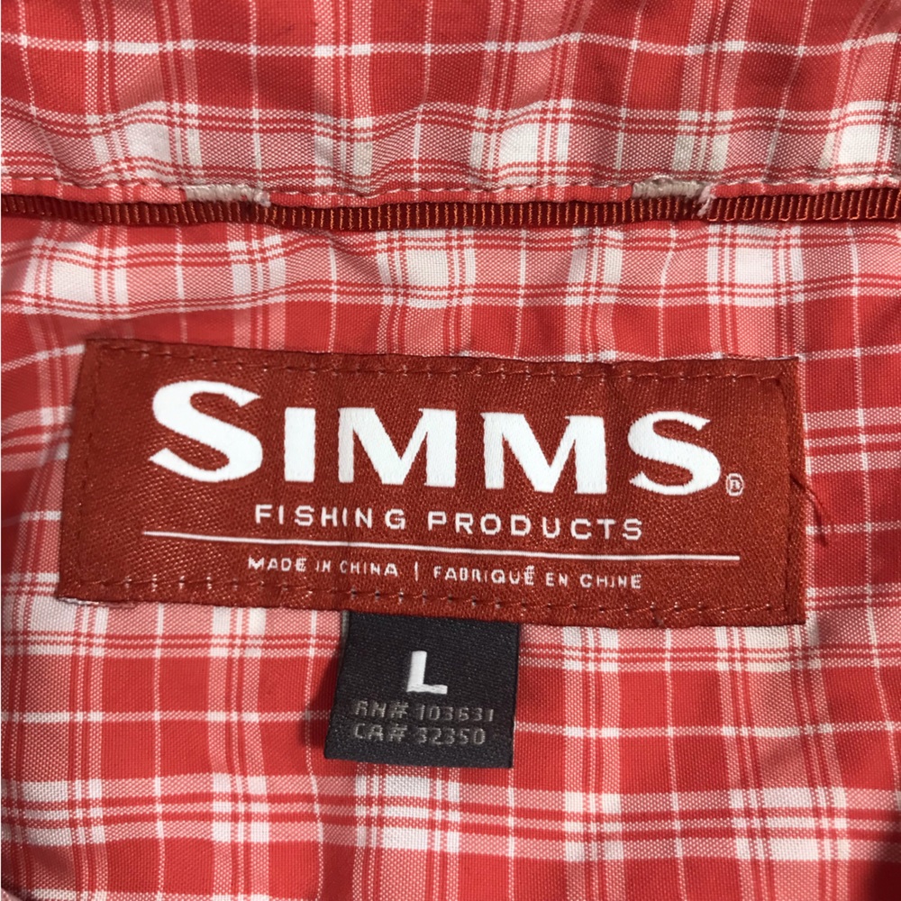 Simms Men's Orange Plaid Short Sleeve Button Front Performance Shirt Size L - Picture 5 of 9